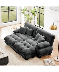 Streamdale Furniture Cloud Couch Sleeper Sofa, Chenille 2 Seater with 2 Lumbar & 2 Throw Pillows, Gray