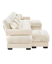 Streamdale Furniture U-Shaped Sectional Sofa Cloud Couch with Movable Ottomans, Convertible 4 Seater
