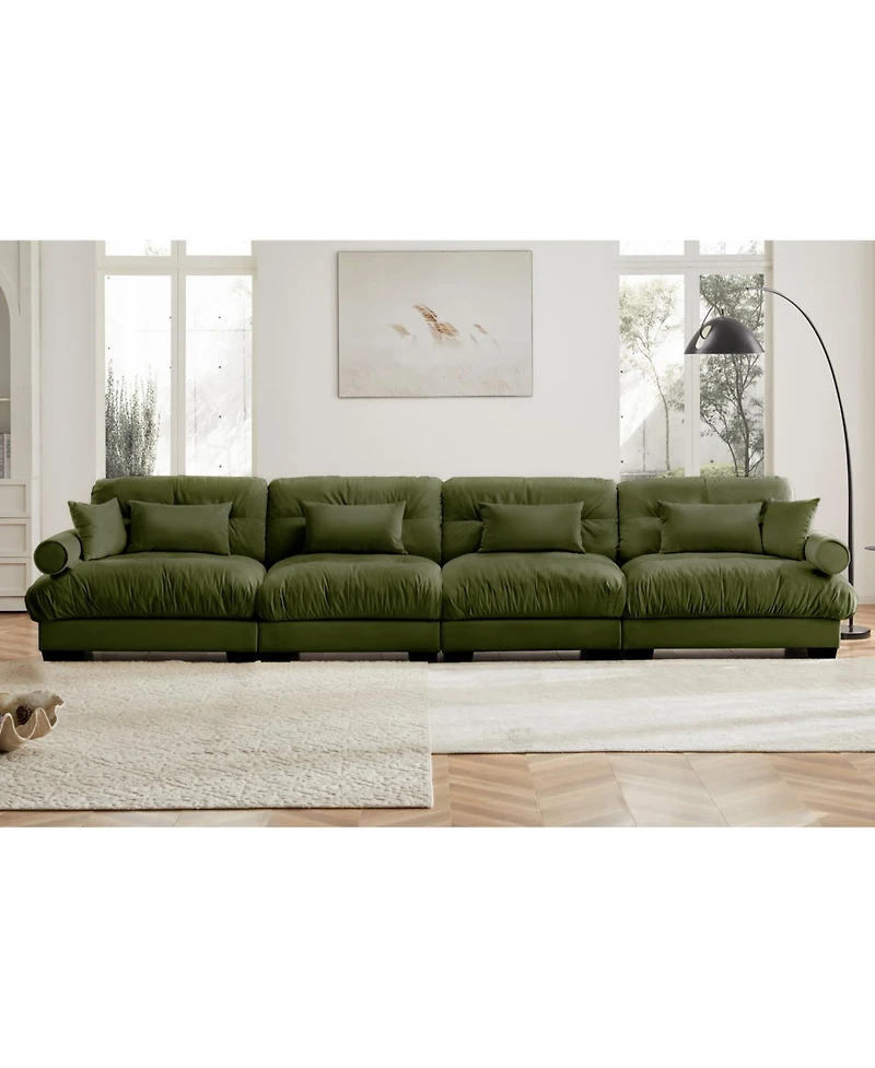 Streamdale Super Comfort Oversized Modular Velvet Sectional Sofa Couch with Ottoman