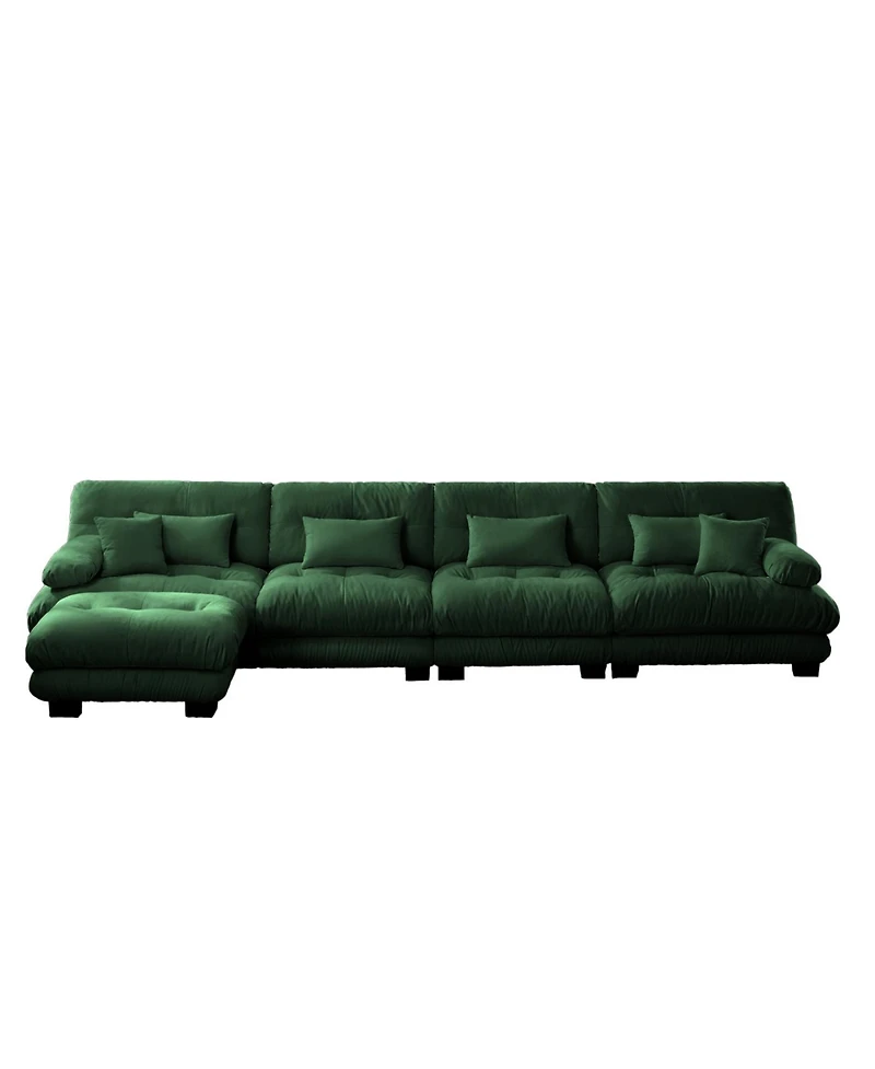 Streamdale Furniture Streamdale Free Combination Modular Sectional Sofa, L-Shaped Couch, 4-Seater Green