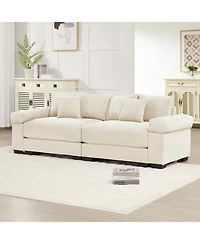 Streamdale Furniture 92" Oversized Cloud Modular Sectional Couch, Cream Corduroy Fabric