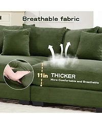 Streamdale Oversized Cloud Modular Sectional Couch with Ottoman, Green