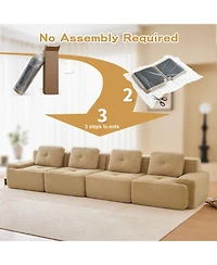 Streamdale Furniture Streamdale Camel Modern Modular Corduroy Sectional Sofa, 4-Seater Couch with Deep Seat