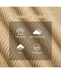 Streamdale Furniture Camel 153" Modern U-Shaped Corduroy Sectional Sofa with 2 Ottomans