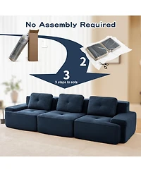 Streamdale Furniture Modern Modular Sectional Sofa, Corduroy Fabric, Oversized 3-Seater Couch, Blue