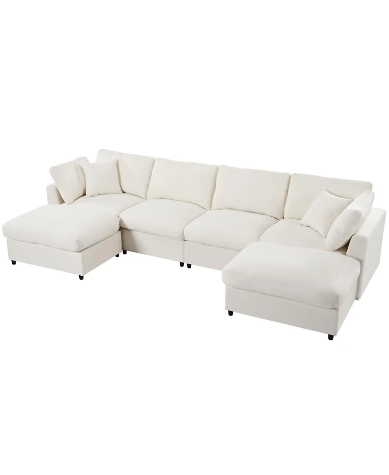 Streamdale Furniture Large U-Shaped Sectional Sofa with 2 Ottomans, Chenille Fabric, Modular Design