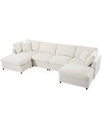 Streamdale Furniture Large U-Shaped Sectional Sofa with 2 Ottomans, Chenille Fabric, Modular Design