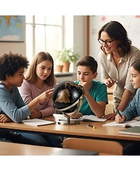 Hongge 9-Inch Metallic Black and Gold World Globe with Sturdy Metal Base