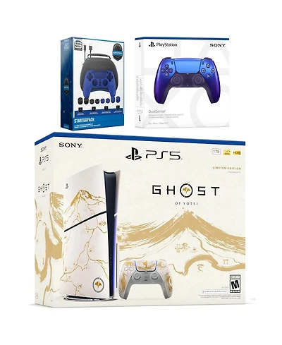 Sony PlayStation 5 Ghost of Yotei Disc Bundle + Extra Controller, Accessory Kit