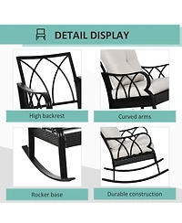 Outsunny Rat Rock Chair with Ergonomic Design, Indoor&Outdoor Aluminum