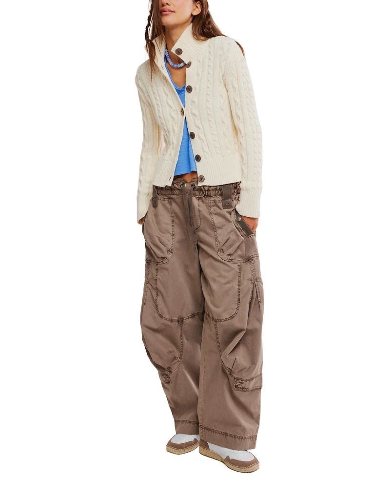 Free People Women's Cable Collar Cardigan Sweater