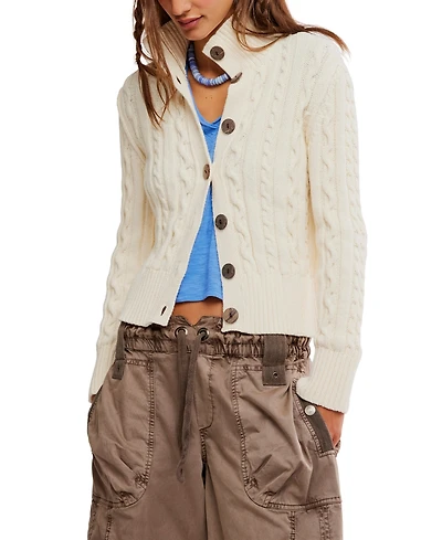 Free People Women's Cable Collar Cardigan Sweater