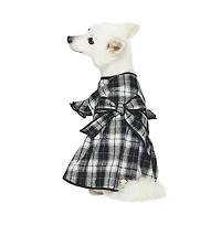 Dogs & Cats Co. Soft Flannel Plaid Dog Dress with Velvet Bowties Pink 10"