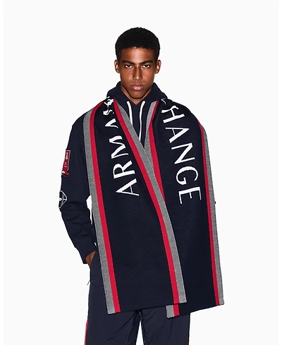 A|X Armani Exchange Men's Wool Wording Scarf