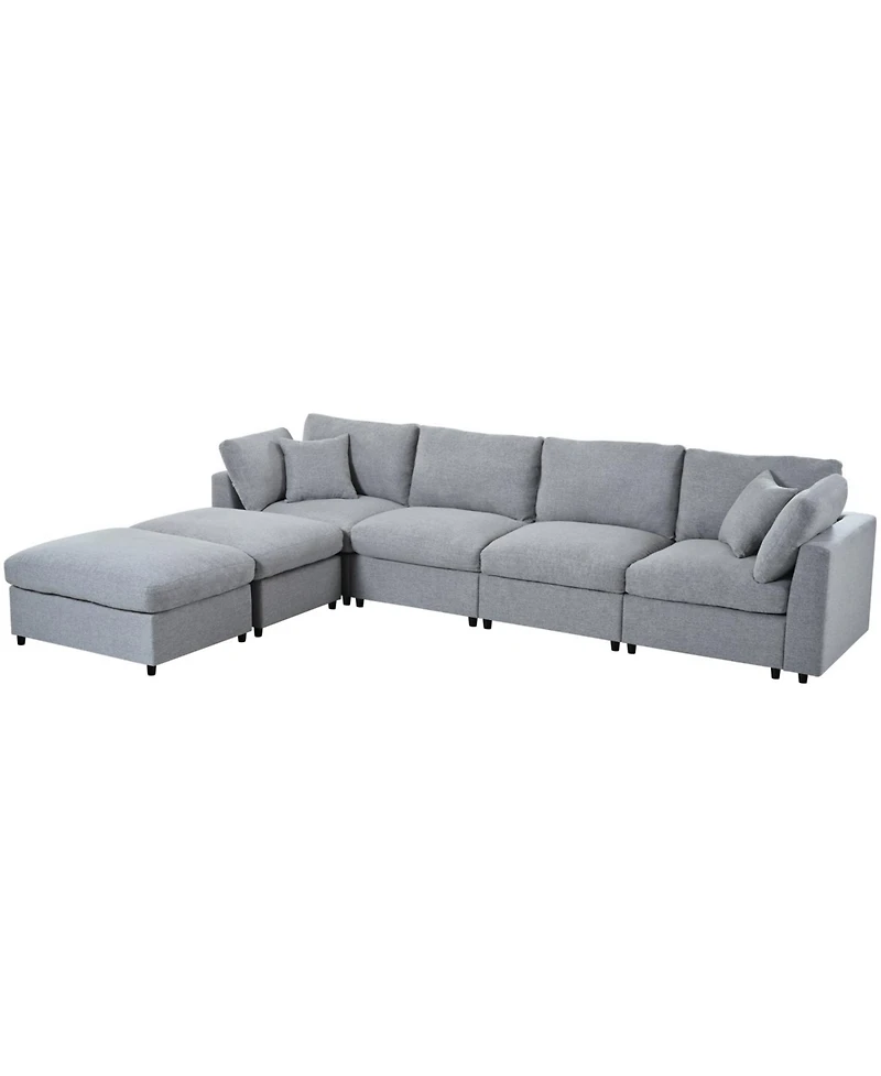 Streamdale Furniture Large U-Shaped Sectional Sofa with 2 Ottomans, Chenille Fabric, Modular Design