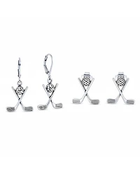 Bling Jewelry Golf Balls Clubs Dangle Earrings Lever back Oxidized Sterling Silver Golf Jewelry Golf Player Gifts Female Golfers