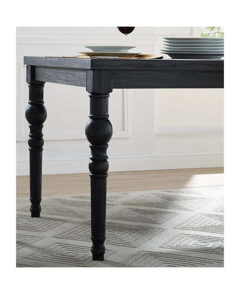 Streamdale Urban Style Wood Dark Wash Turned-Leg Dining Set: Table and 4 Chairs, Purple