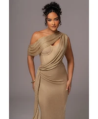 Jluxlabel Women's Metallic Celestina Draped Maxi Dress