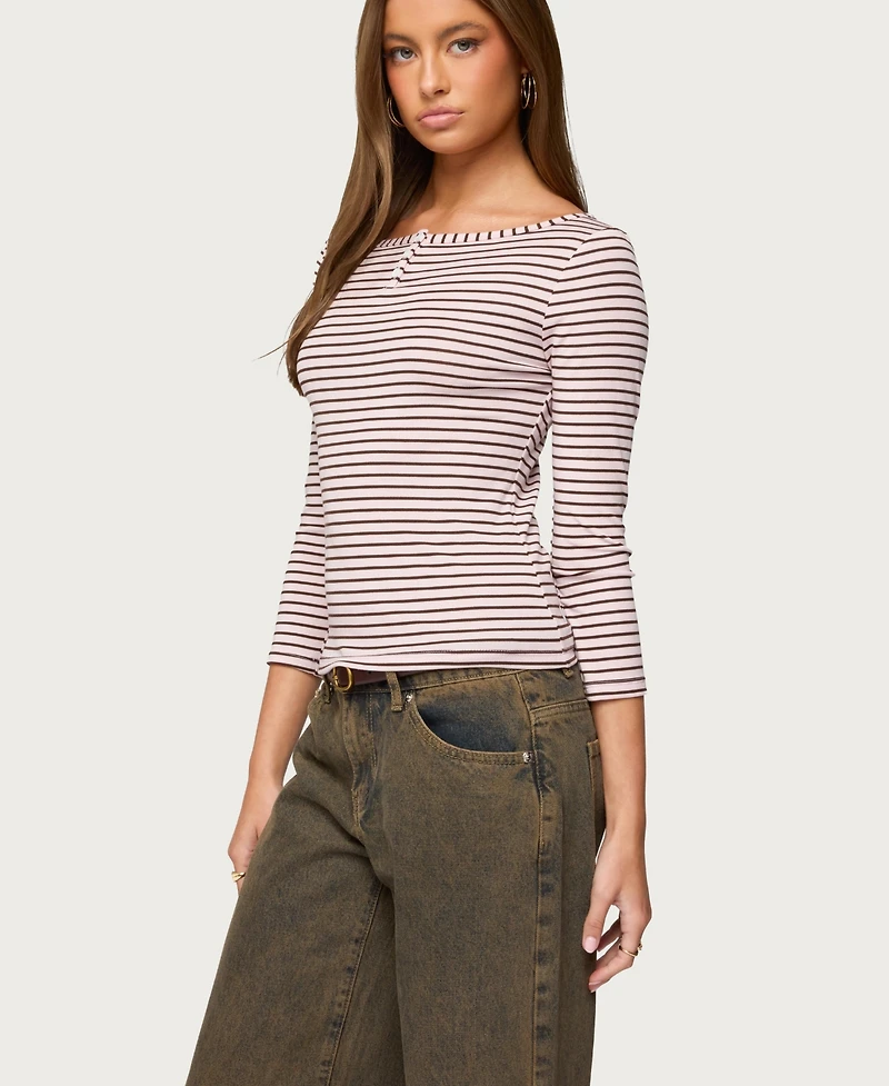 Edikted Women's Avigyle Striped Boat Neck Top
