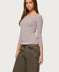 Edikted Women's Avigyle Striped Boat Neck Top