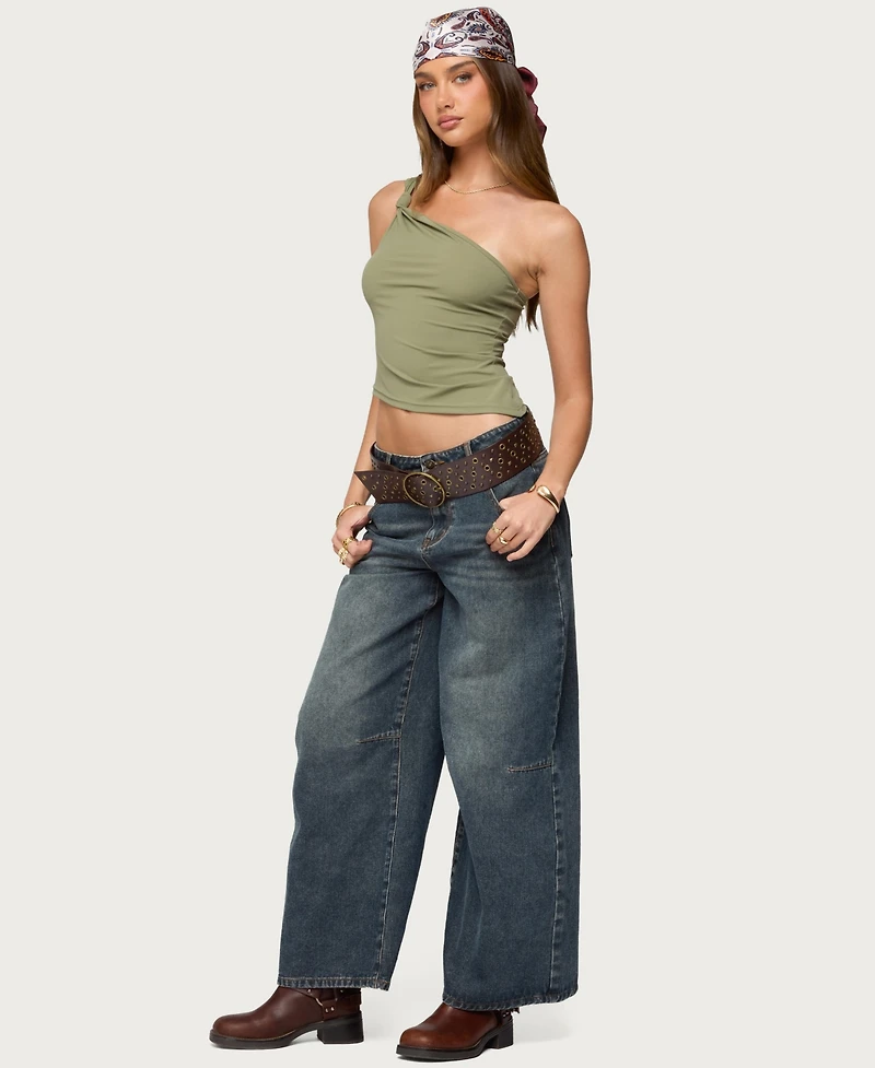 Edikted Women's Knotted One Shoulder Asymmetric Top