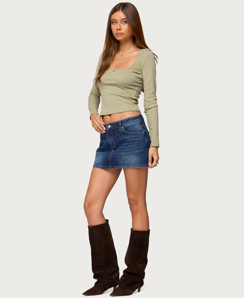 Edikted Women's Mora Lace Trim Ribbed T Shirt