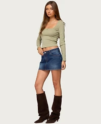 Edikted Women's Mora Lace Trim Ribbed T Shirt