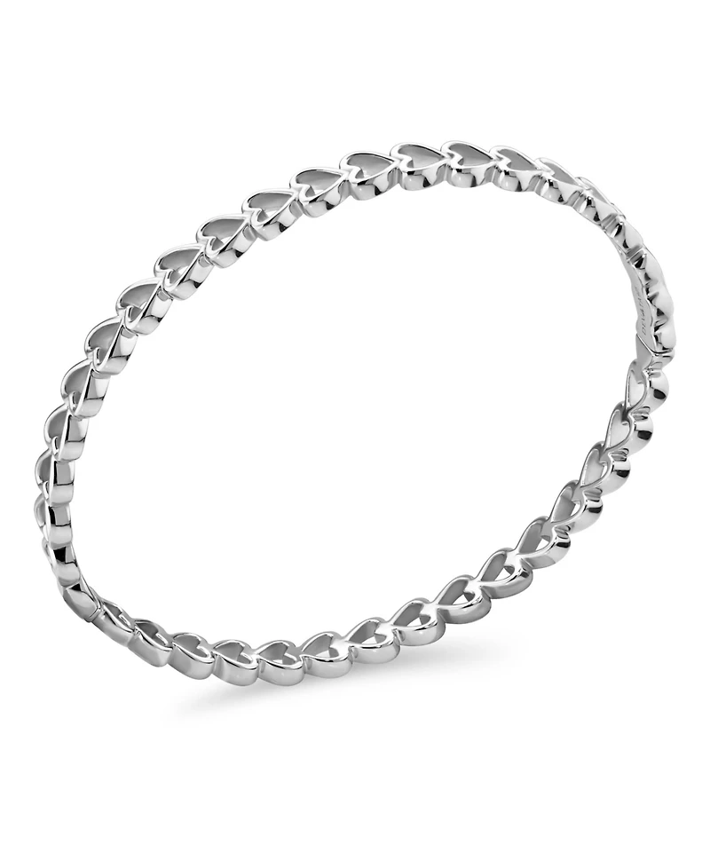 Devata Open Heart Bangle Bracelet in Rhodium Plated Sterling .