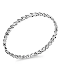 Devata Open Heart Bangle Bracelet in Rhodium Plated Sterling .