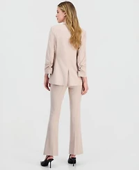 Bar Iii Womens Crepe One Button Scrunched Sleeve Jacket Crepe High Rise Flared Leg Pants Macys Exclusive