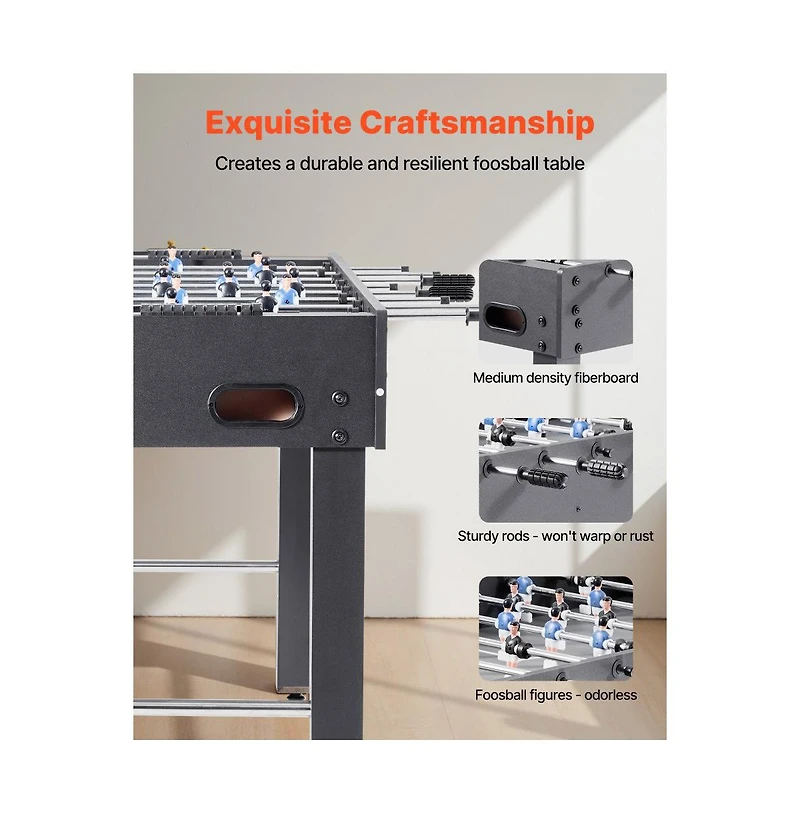 Slickblue Foosball Table for Indoor Home Game Room, Standard Size Soccer Game