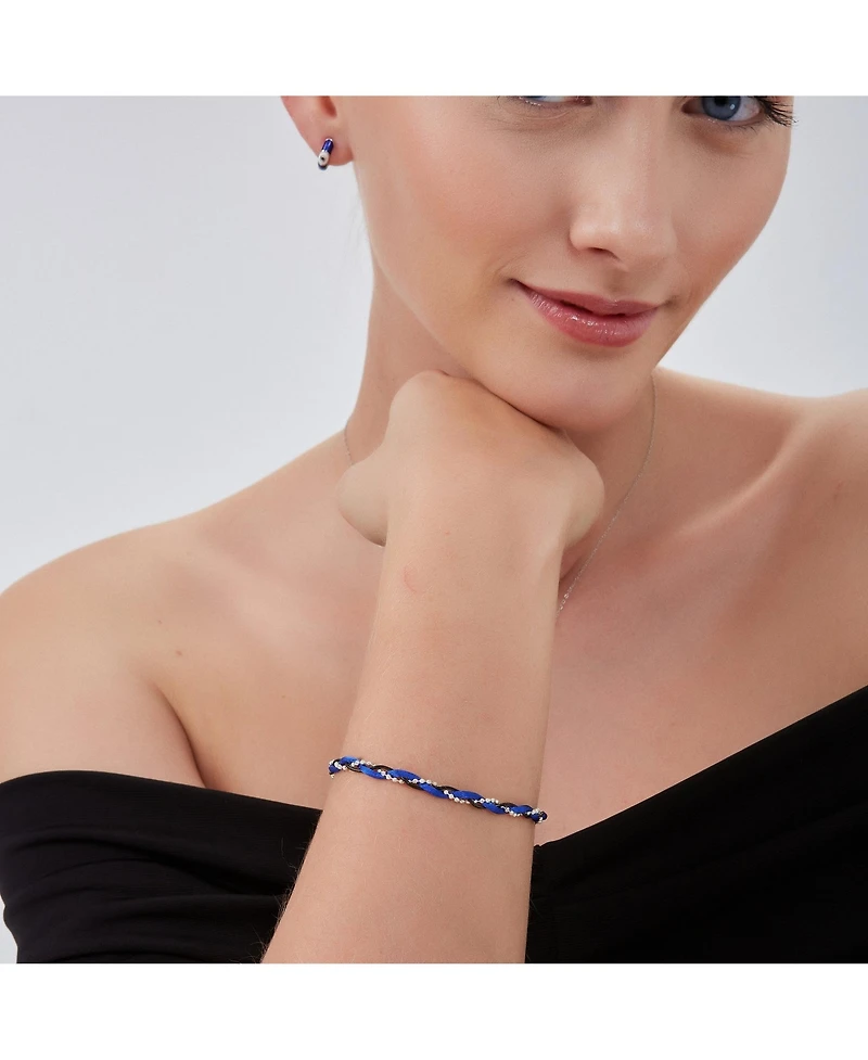 Spero London Braided Rope Sterling Silver Beaded Chain Bracelet