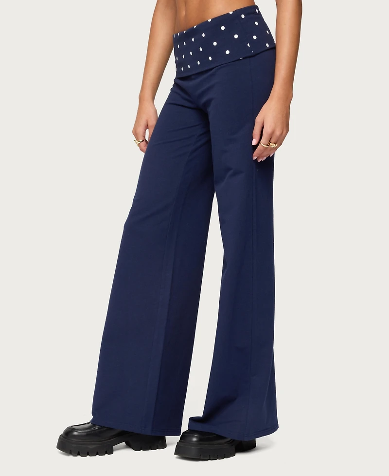 Edikted Women's Reeva Polka Dot Fold Over Pants