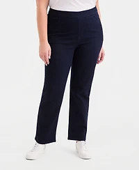 Style & Co Plus Mid-Rise Pull On Straight-Leg Jeans, Macy's Exclusive