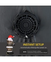 Homcom 8ft Lighted Military Camo Santa Claus Inflatable Yard Decor