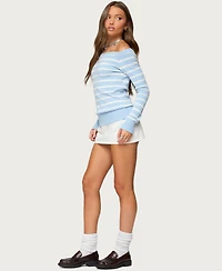 Edikted Women's Lori Striped Off Shoulder Sweater