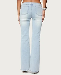 Edikted Women's Kenza Belted Low Rise Flared Jeans