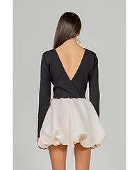 endless rose Women's Long Sleeve Open Back Knit Mini Dress