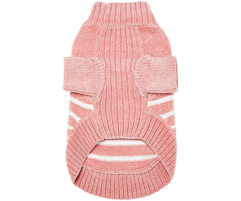 Blueberry Pet Ultra-soft Chenille Classy Striped Tutleneck Dog Sweater