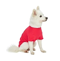 Dogs & Cats Co. Striped Henley Dog Tee with Chest Pocket Red and White 10"