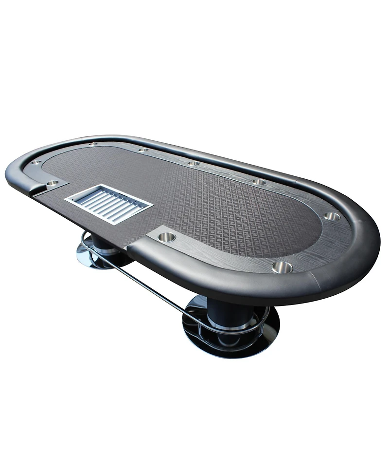 Flynama 96Inch Oval Poker Table with Waterproof Felt and Nine Cup Holders Professional Texas Holdem Table with Dealer Chip Tray and Padded Armrests