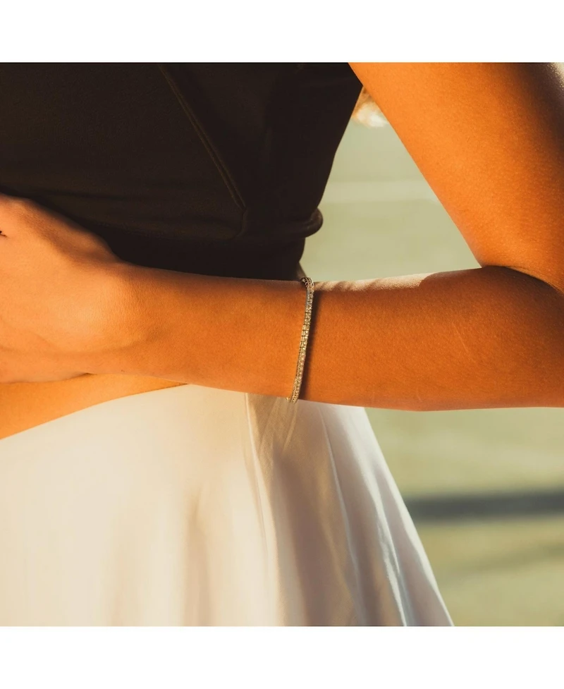 Sterling Silver Square Rectangular Tennis Bracelet