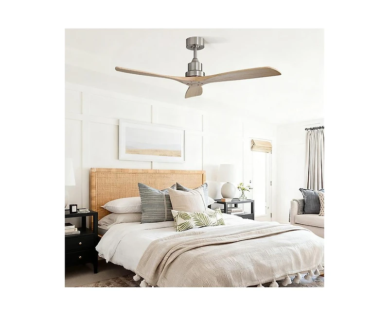 Sofucor 52-inch Modern Sand Nickel 3-Blade Light Ceiling Fan with Remote Control and Supporting Mobile Device Connection