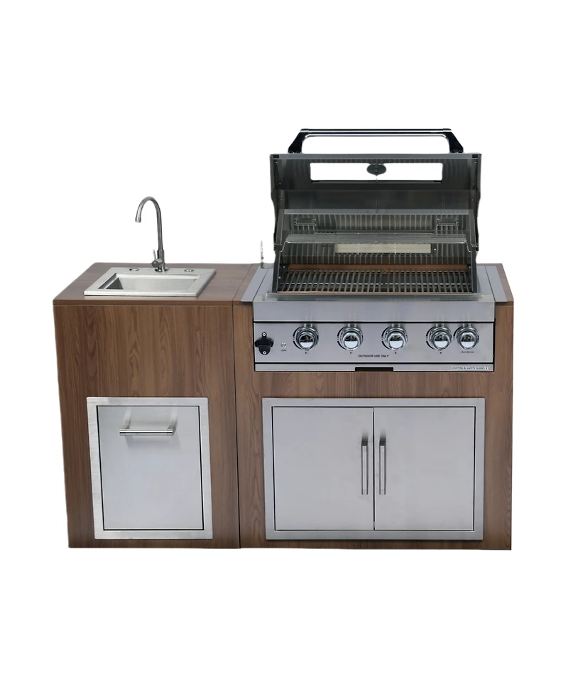 Mondawe 32" Built-In Gas Grill Outdoor Kitchen with Infrared Burner, Sink & Storage
