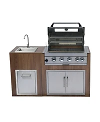 Mondawe 32" Built-In Gas Grill Outdoor Kitchen with Infrared Burner, Sink & Storage