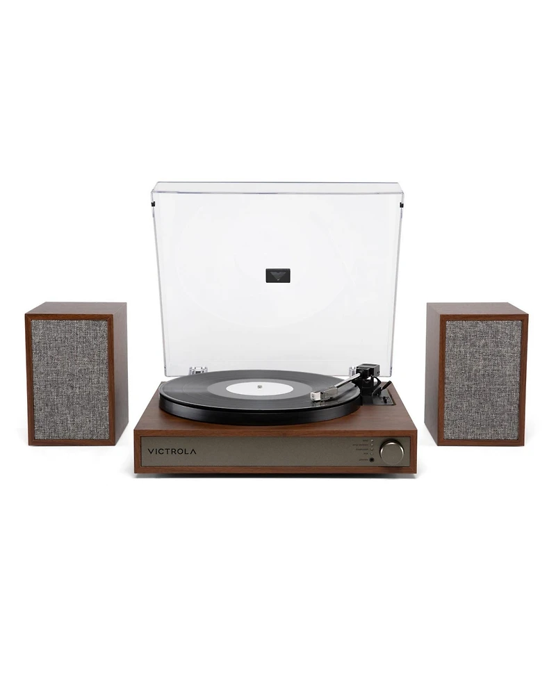 Victrola Harmony Bluetooth Turntable System with Speakers, Walnut