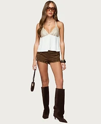 Edikted Women's Hallie Sequin Babydoll Halter Top