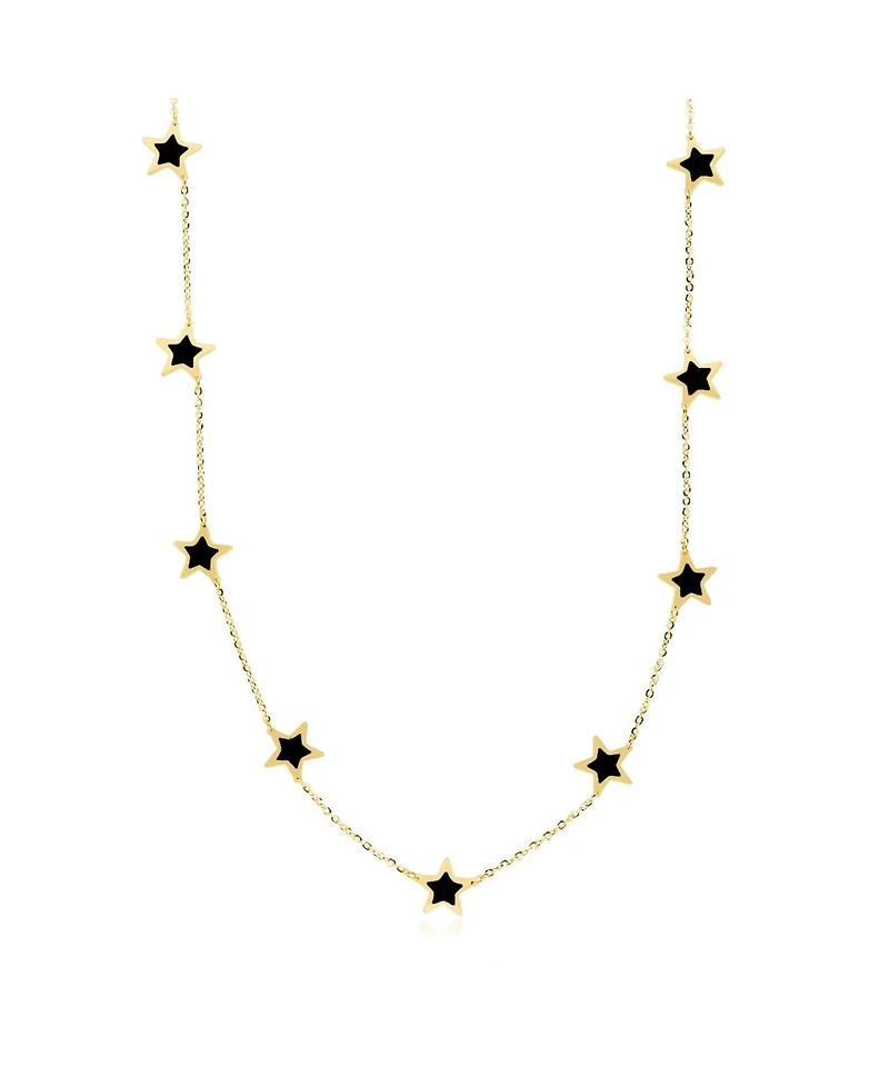 The Lovery Onyx Star Station Necklace 14K Gold