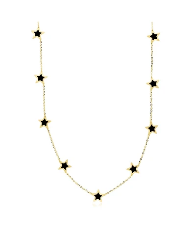 The Lovery Onyx Star Station Necklace 14K Gold