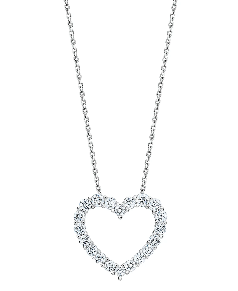 Macy's Diamond (1 ct. t.w.) Heart Pendant Necklace in 14k White Gold